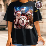Custom Funny Pet Photo Christmas Selfie Gifts for Dog And Cat Lovers - Personalized Comfort T-Shirt