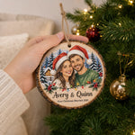 Custom Wedding Photo First Christmas Married Gifts For Couple - Personalized Wooden Ornament