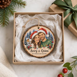 Custom Wedding Photo First Christmas Married Gifts For Couple - Personalized Wooden Ornament