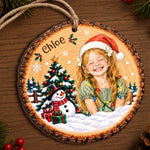 Custom Photo Name Christmas Gifts for Kids - Personalized Wooden Ornament