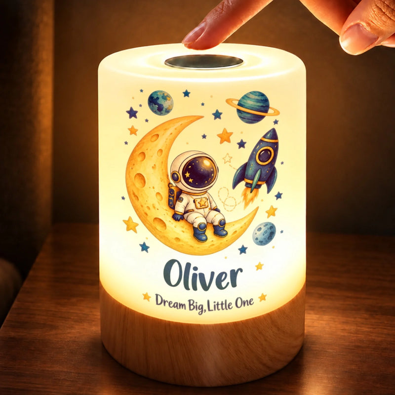 Custom Name Little Astronaut Birthday Gifts For Kids - Personalized Dimmable Touch Night Light