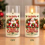 Custom Family Name Holiday Glow Decor - Personalized LED Candle Light