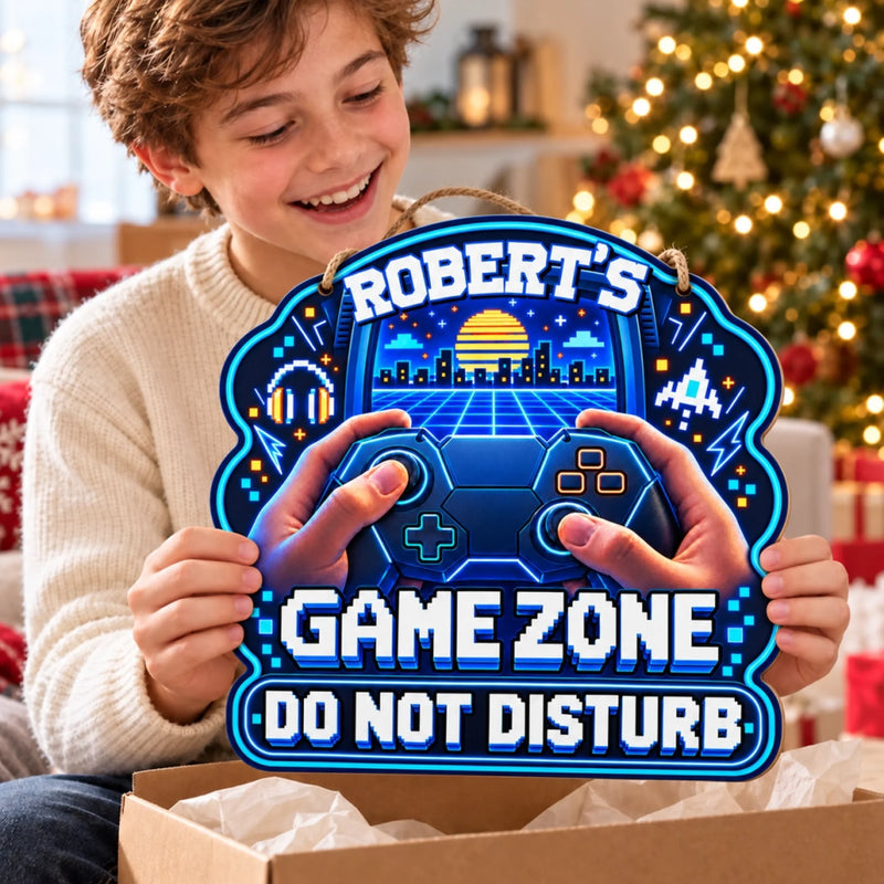 Custom Retro Controller Game Zone Gamer Decor - Personalized Wood Sign