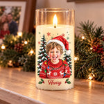 Custom Photo Santa Christmas Gifts For Families - Personalized LED Candle Light
