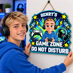 Custom Gamer Character Game Zone Kids Room Decor - Personalized Wood Sign