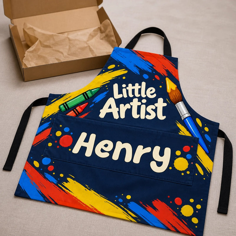 Custom Name Arts And Crafts Kids Gifts For Kids, Artists, Art Lovers - Personalized Apron With Pocket
