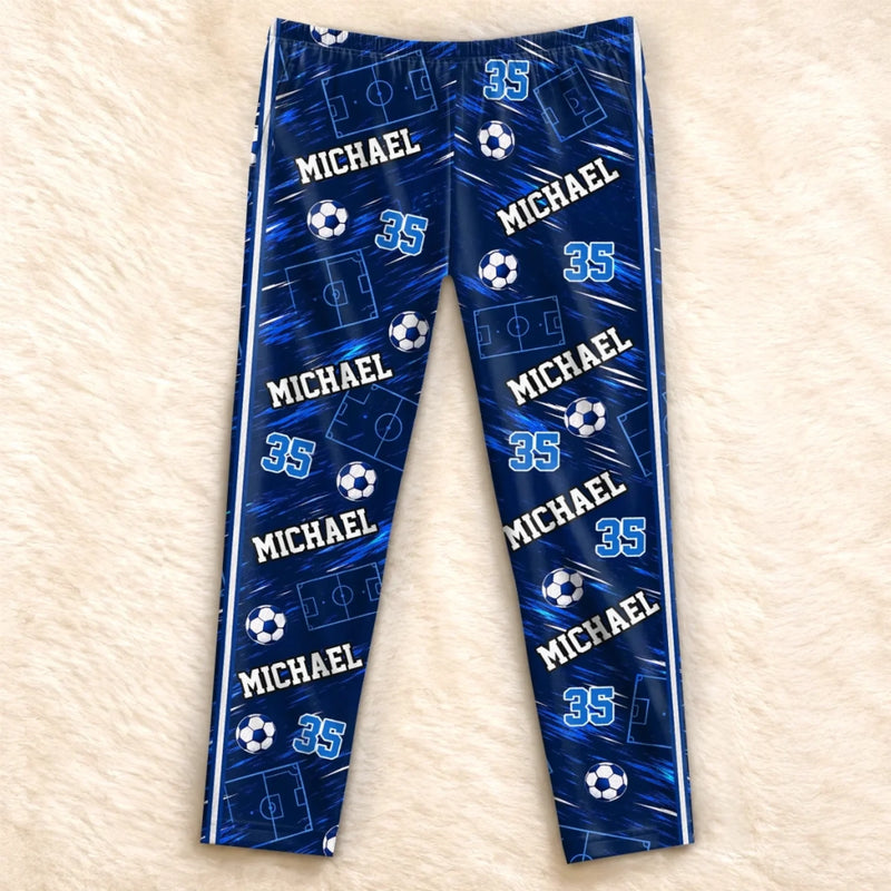 Custom Name Number Soccer Player Gifts For Boys - Personalized Pajamas Pants