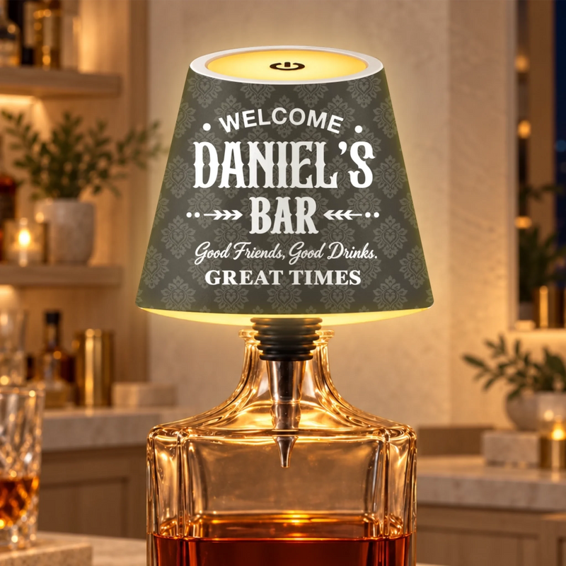 Custom Home Bar Decor - Personalized LED Bottle Light Topper