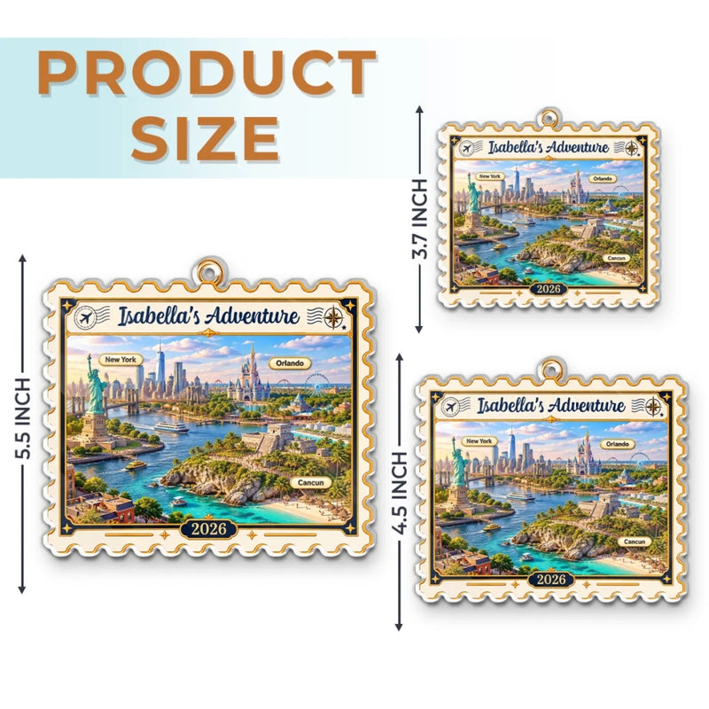 Custom Photo Travel Adventure Couple Christmas Gifts - Personalized Ornament