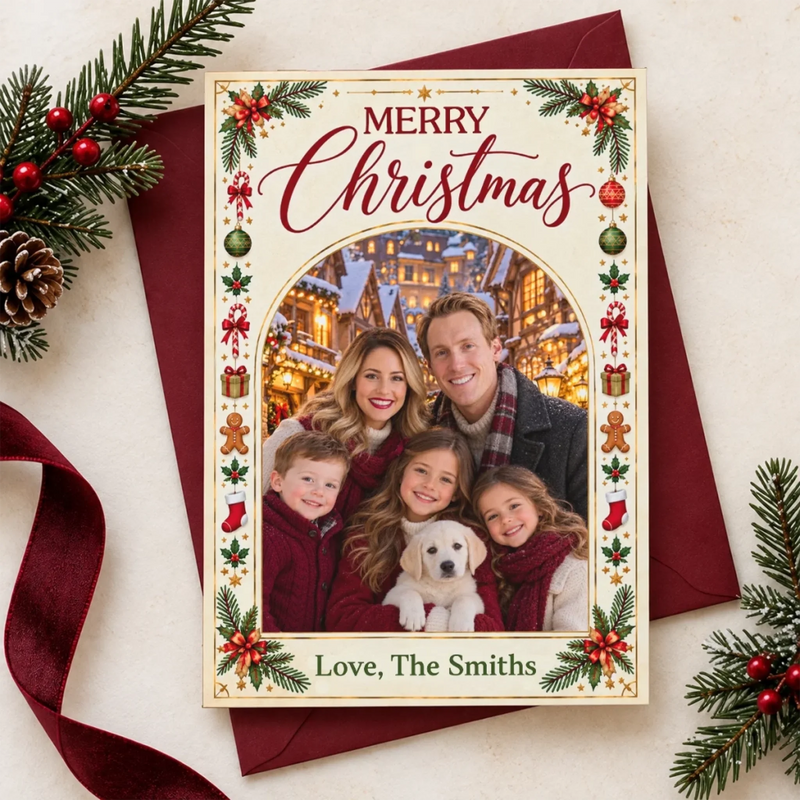 Custom Photo Christmas Family Gifts - Personalized Christmas Greeting Card