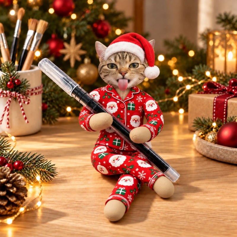Custom Photo Christmas Pajamas Doll Gifts For Dog And Cat Lovers - Personalized Poseable Plush Doll