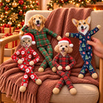 Custom Photo Christmas Pajamas Doll Gifts For Dog And Cat Lovers - Personalized Poseable Plush Doll
