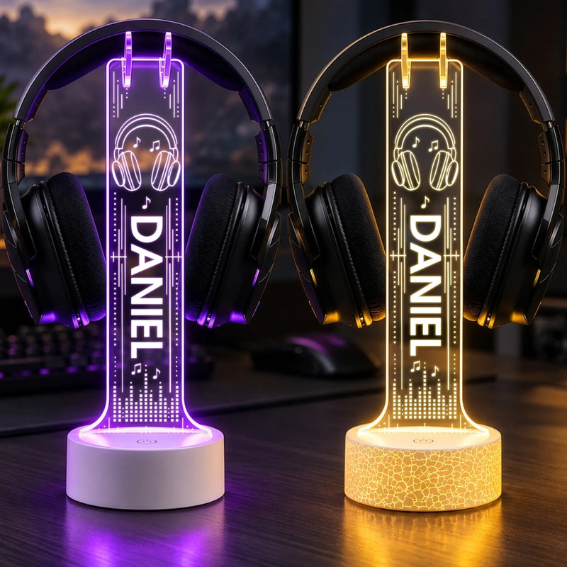 Custom Name Neon Headphone Gifts For Music Lovers - Personalized Headphone Stand