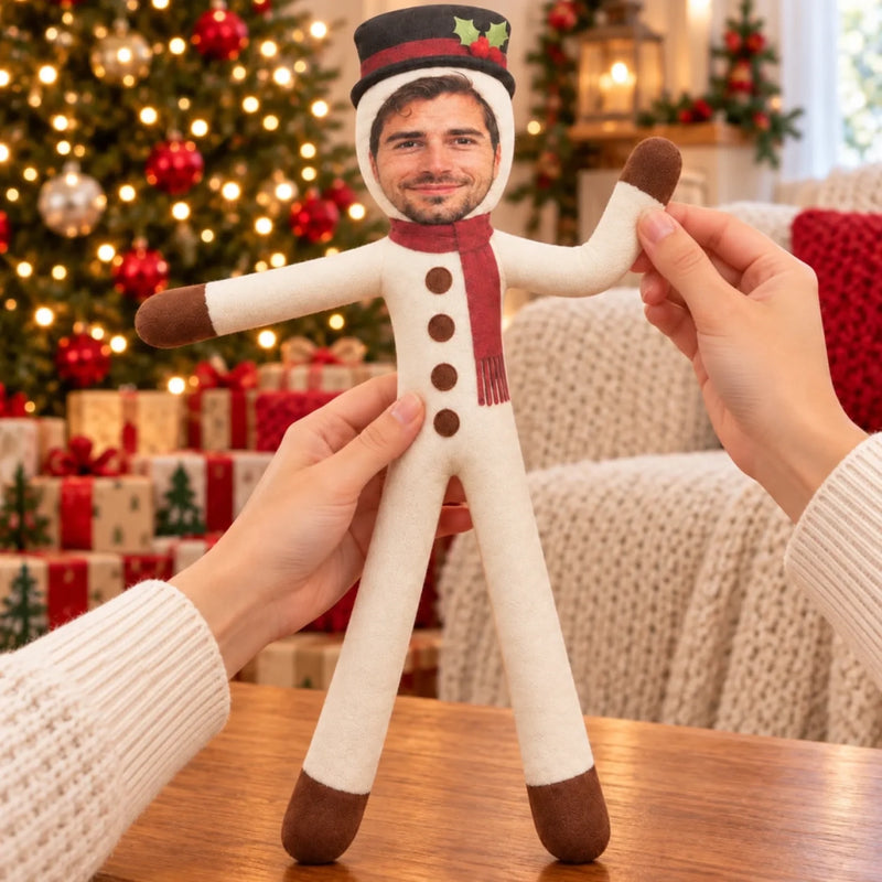 Custom Photo Face Funny Christmas Family Gifts For Him, Her - Personalized Poseable Plush Doll