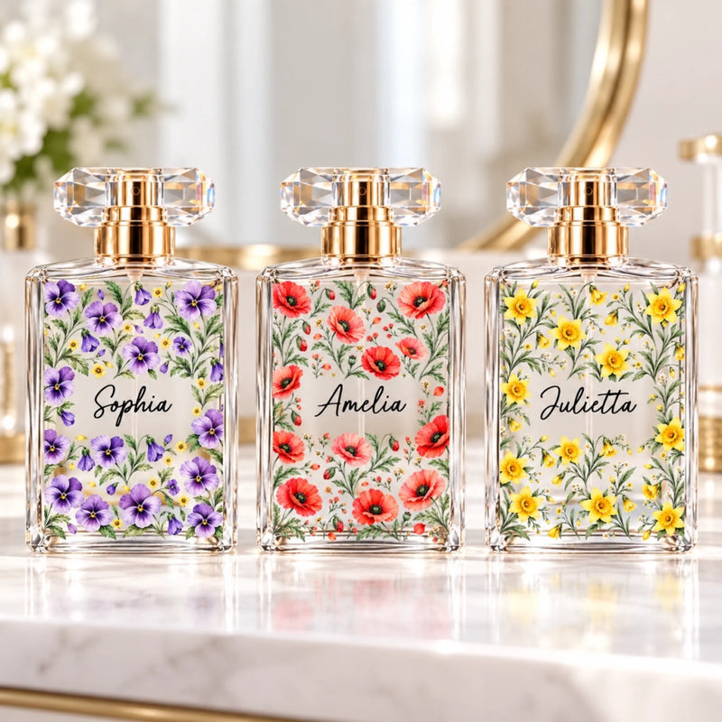 Custom Birth Month Flower Gifts For Women - Personalized Refillable Perfume Bottle