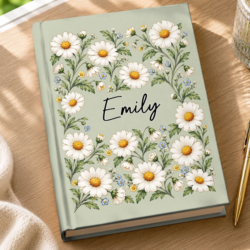 Custom Name Botanical Floral Gifts For Women - Personalized Hardcover Journal