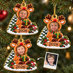 Custom Reindeer Baby Kids Christmas Gifts - Personalized Acrylic Ornament