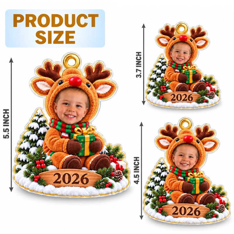 Custom Reindeer Baby Kids Christmas Gifts - Personalized Acrylic Ornament