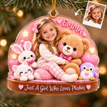 Custom Photo Just A Girl Who Loves Plushies Christmas Gifts for Kids - Personalized Acrylic Ornament