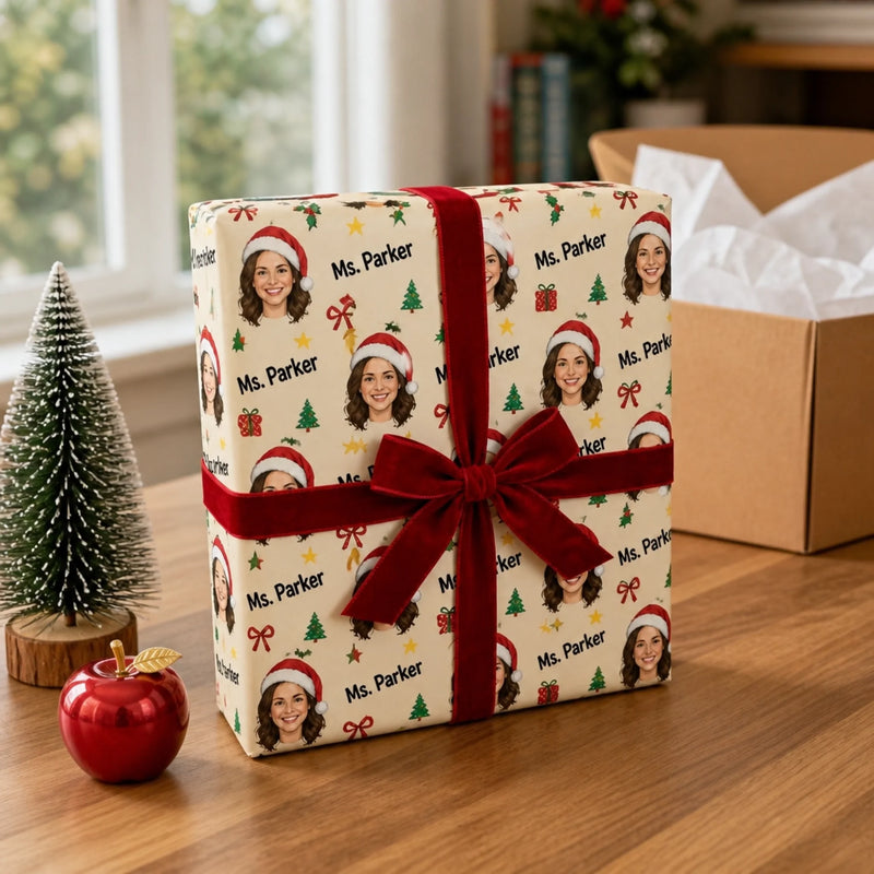 Custom Photo Christmas Gifts For Teachers - Personalized Wrapping Paper
