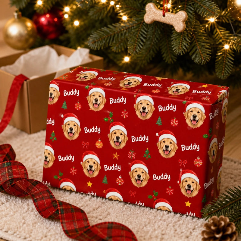 Custom Dog Photo Christmas Gifts for Dog Lovers - Personalized Wrapping Paper
