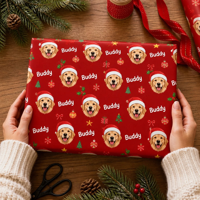 Custom Dog Photo Christmas Gifts for Dog Lovers - Personalized Wrapping Paper