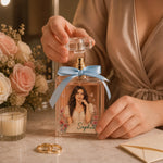 Custom Photo Floral Anniversary Couple Gift for Wife - Personalized Refillable Perfume Bottle
