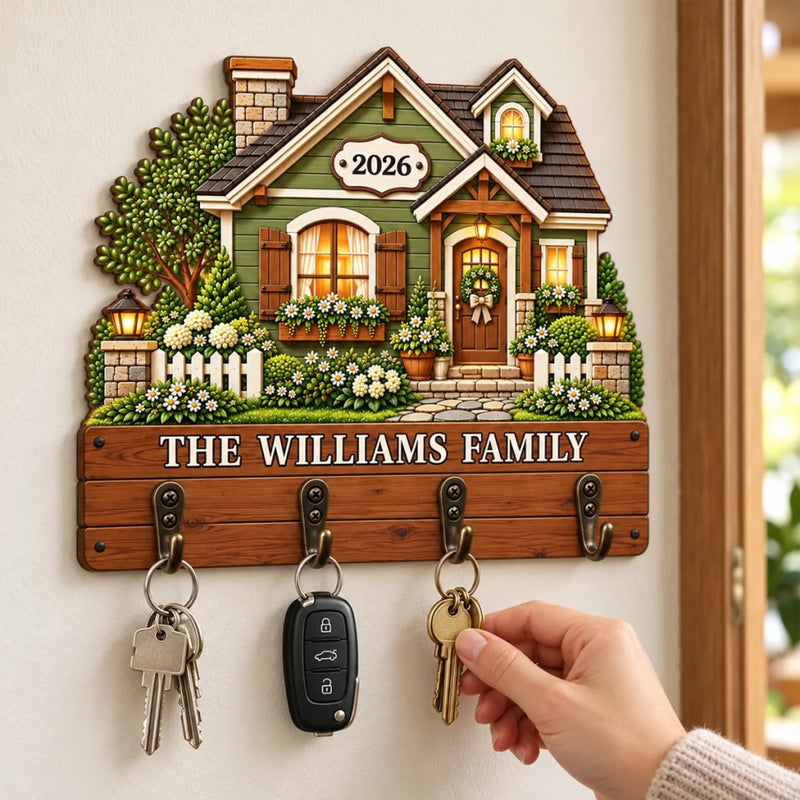 Custom Family Name House Gifts - Personalized Wooden Key Holder
