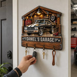 Custom Photo Garage Name Decor Gifts - Personalized Wooden Key Holder