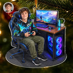 Custom Photo Gaming Setup Christmas Gifts For Kids - Personalized Acrylic Ornament