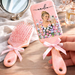 Custom Photo Floral Gifts for Her - Personalized Paddle Hair Brush