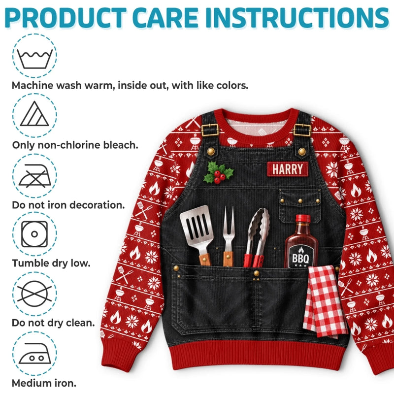 Custom Photo Grillmas Christmas Gifts For Men - Personalized Ugly Sweatshirt