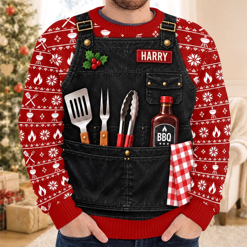 Custom Photo Grillmas Christmas Gifts For Men - Personalized Ugly Sweatshirt