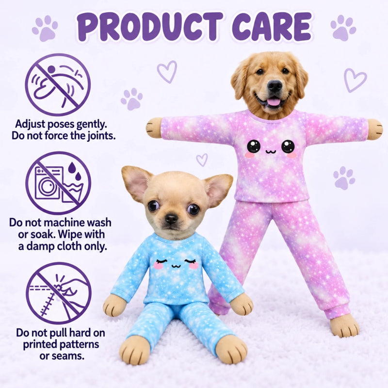 Custom Photo Cute Pajamas Gifts for Kids - Personalized Poseable Plush Doll