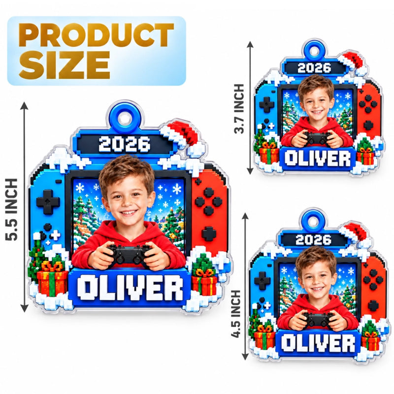 Custom Photo Gamer Kids Christmas Gifts - Personalized Acrylic Ornament
