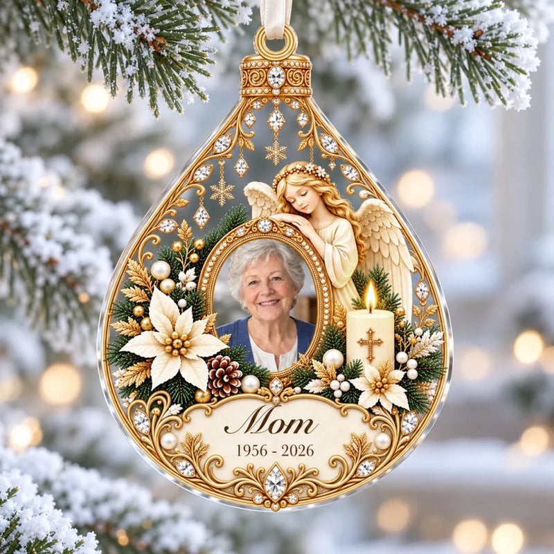 Custom Photo Memorial Angel Christmas Decor Gifts - Personalized Acrylic Ornament