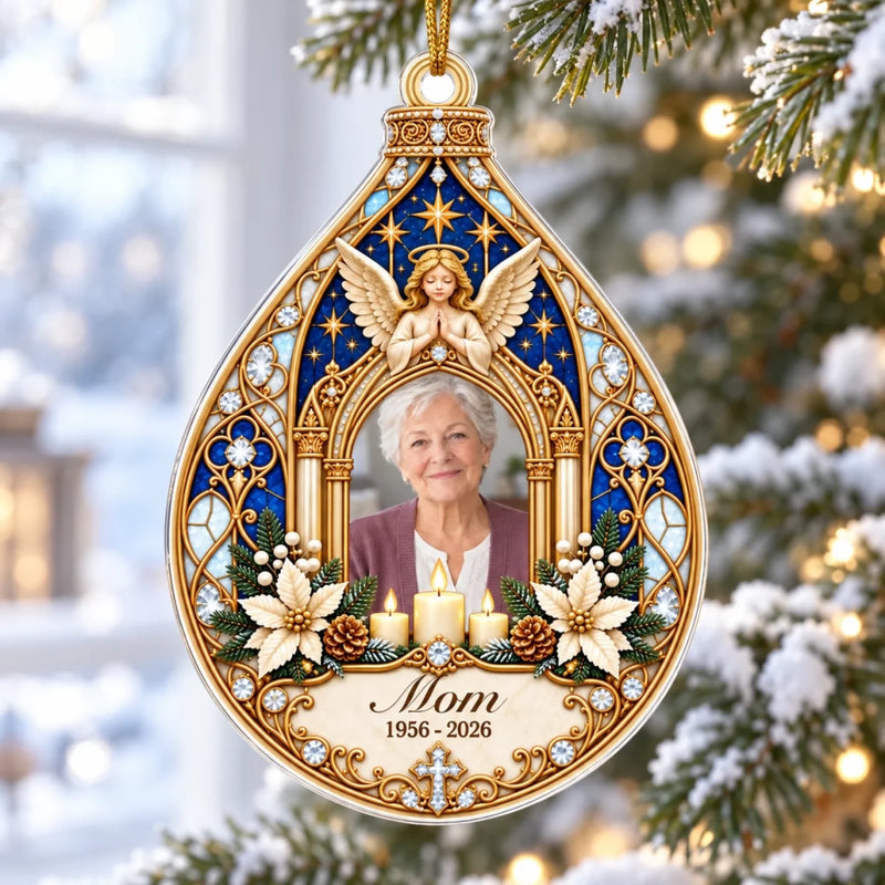 Custom Photo Heavenly Memorial Christmas Decor Gifts - Personalized Acrylic Ornament