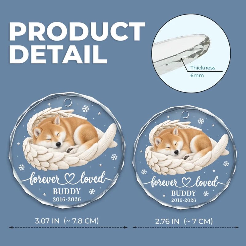Custom Pet Photo Angel Wings Memorial Gifts For Pet Lovers - Personalized Glass Ornament