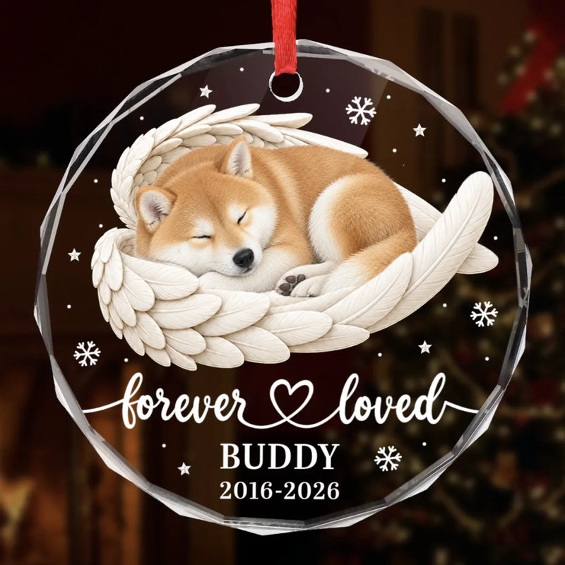Custom Pet Photo Angel Wings Memorial Gifts For Pet Lovers - Personalized Glass Ornament