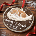 Custom Pet Photo Angel Wings Memorial Gifts For Pet Lovers - Personalized Glass Ornament