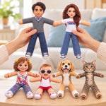 Custom Mini Me And Pet Family, Sister, Coworkers Gifts - Personalized Poseable Plush Doll