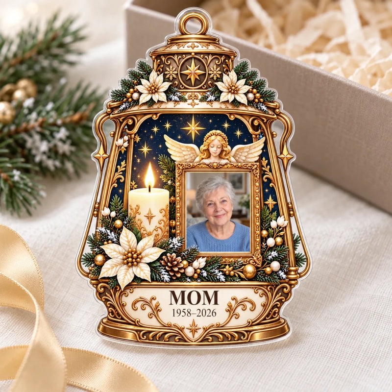 Custom Photo Memorial Lantern Christmas Decor Gifts - Personalized Acrylic Ornament