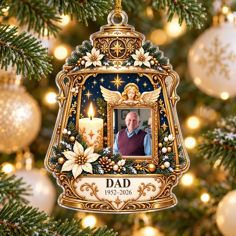 Custom Photo Memorial Lantern Christmas Decor Gifts - Personalized Acrylic Ornament