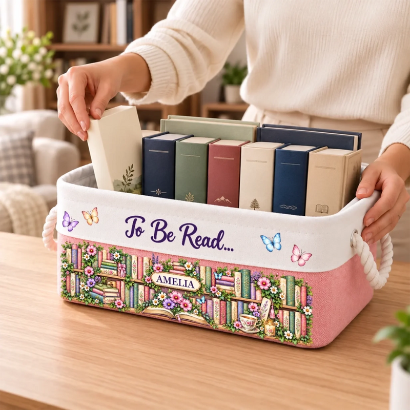 Custom Name Book Lover Gifts for Readers - Personalized Storage Basket