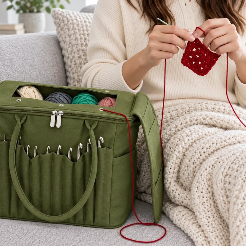 Custom Knitting And Crochet Gifts For Women - Personalized Canvas Yarn Tote Bag