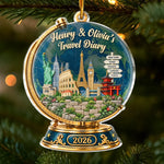 Custom Photo Travel Diary Globe Couple Christmas Gifts - Personalized Ornament