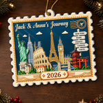 Custom Photo Travel Destinations Postage Stamp Couple Christmas Gifts - Personalized Ornament