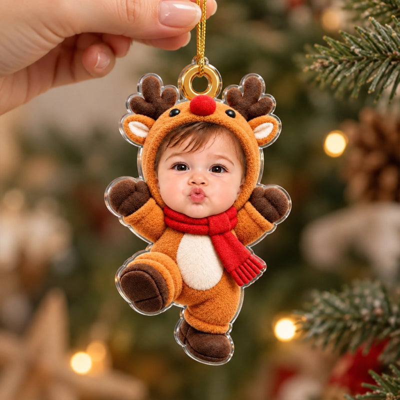 Custom Photo Christmas Characters Kids Gifts - Personalized Acrylic Ornament