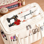 Custom Vintage Sewing Machine Gifts For Sewing Lovers - Personalized Canvas Yarn Tote Bag