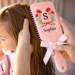 Custom Floral Wreath Monogram Gifts for Her - Personalized Paddle Hair Brush